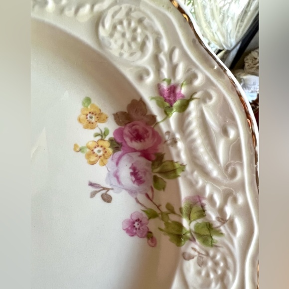 Set of 24 Adam Antiques Steubenville Vintage Antique Bowls and plates roses gold - Picture 7 of 10